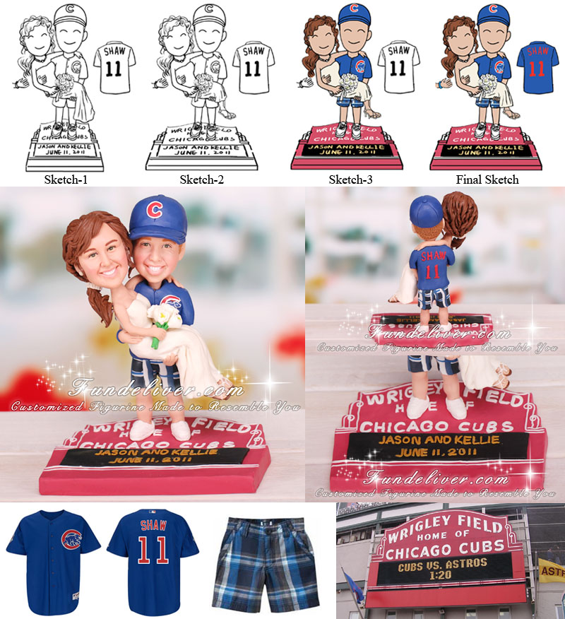  Wedding Cake Toppers Chicago Cubs Wrigley Field Marquee Sign